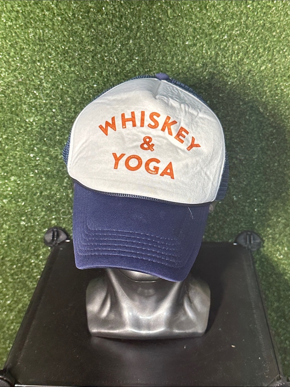 Whiskey & Yoga Navy and White Trucker Hat